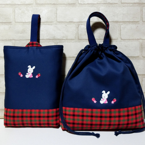 ファミリアワッペン付き《うさぎイチゴ》 6点セット入学入園 ファミリアワッペン付き《うさぎイチゴ》 6点セット入学入園