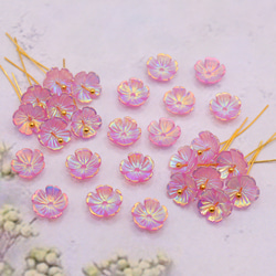新作★変色するお花の樹脂パーツ　桜　コスモス　オーロラ×ホワイト→オーロラ×ローズピンク 19枚目の画像