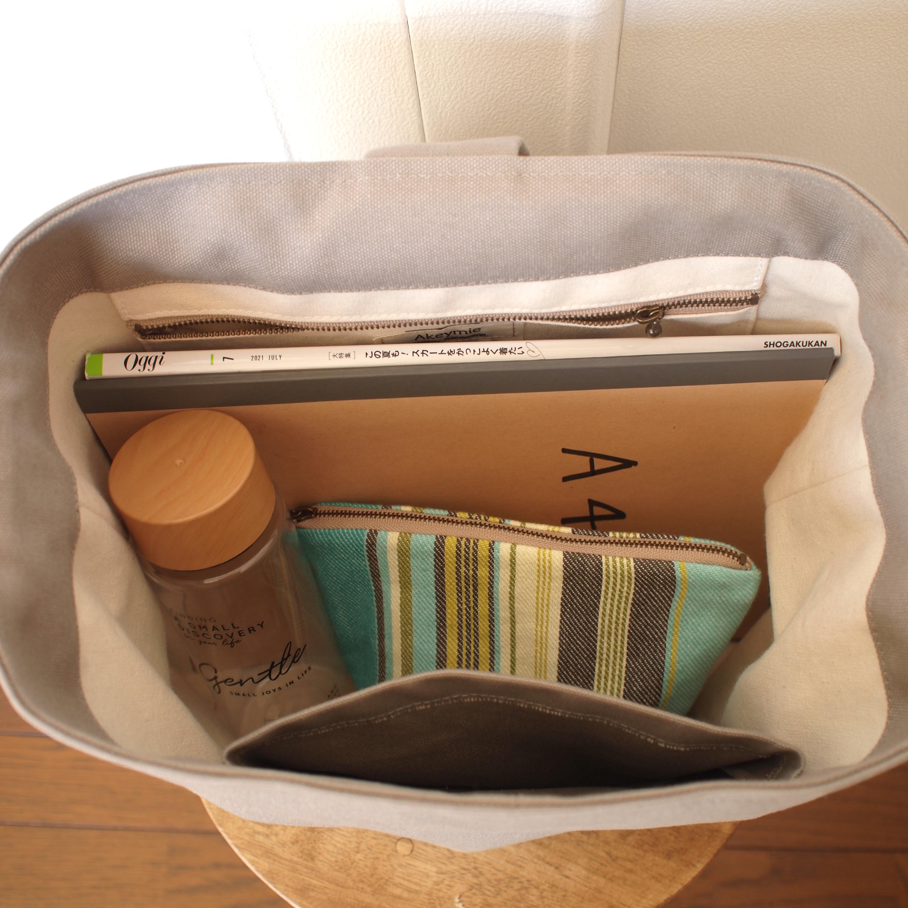 新色❣️グレージュ⭐︎8号帆布のショルダーバッグ⭐︎A4横型マチ広トート