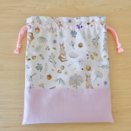 ハンドメイド 給食袋 巾着袋 ミルキーラビット