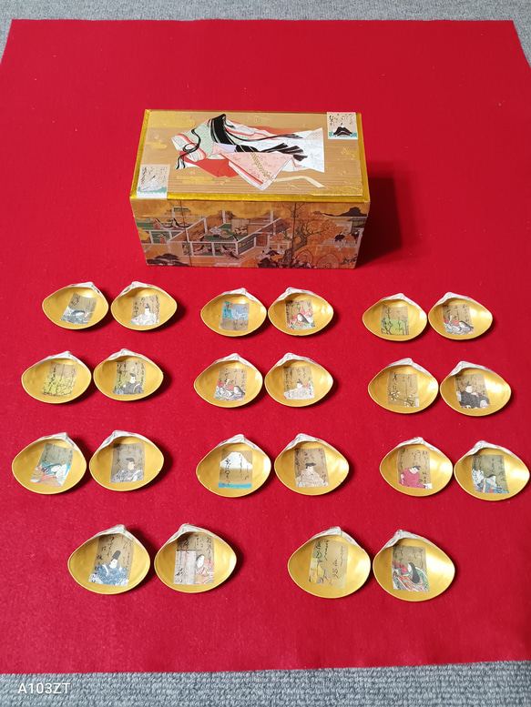 貝合わせ はまぐり11組22枚 金地 光琳かるた 百人一首 ひな祭り 貝箱