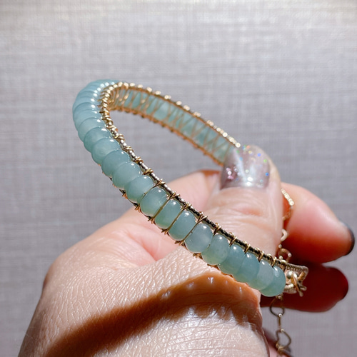 新入荷】本翡翠保証‼️天然翡翠アンクレット バングル 藍水 14kp