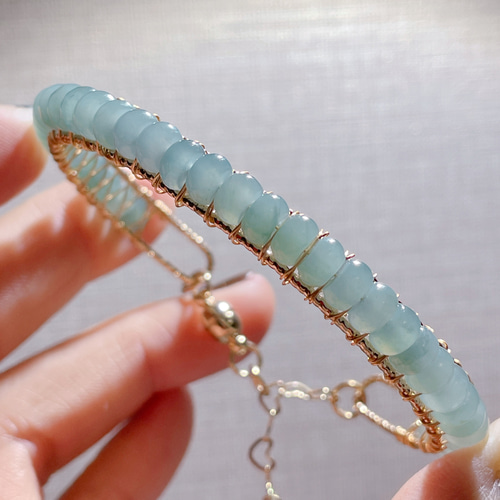 新入荷】本翡翠保証‼️天然翡翠アンクレット バングル 藍水 14kp