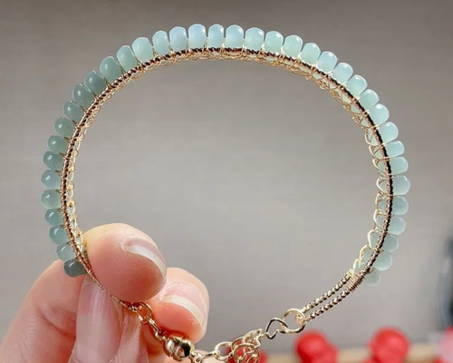 新入荷】本翡翠保証‼️天然翡翠アンクレット バングル 藍水 14kp