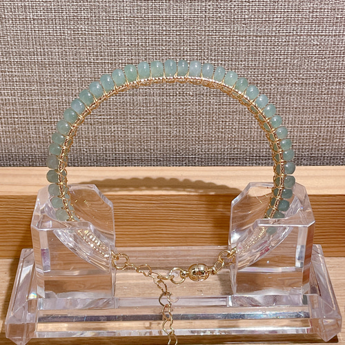 新入荷】本翡翠保証‼️天然翡翠アンクレット バングル 藍水 14kp