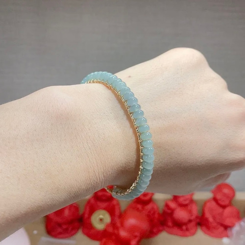 新入荷】本翡翠保証‼️天然翡翠アンクレット バングル 藍水 14kp