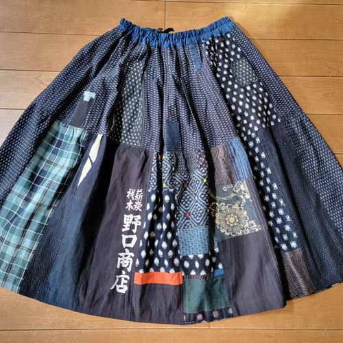 古布 リメイク スカート 絣 型染め （117）