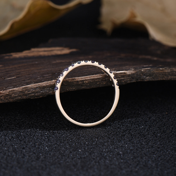 ソリッド ゴールド スターリング シルバー カラー チェンジ 6 月の誕生石 アレキサンドライト リング 結婚指輪 5枚目の画像