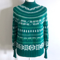 手編み 柄セーター ウール100%使用 2枚目の画像