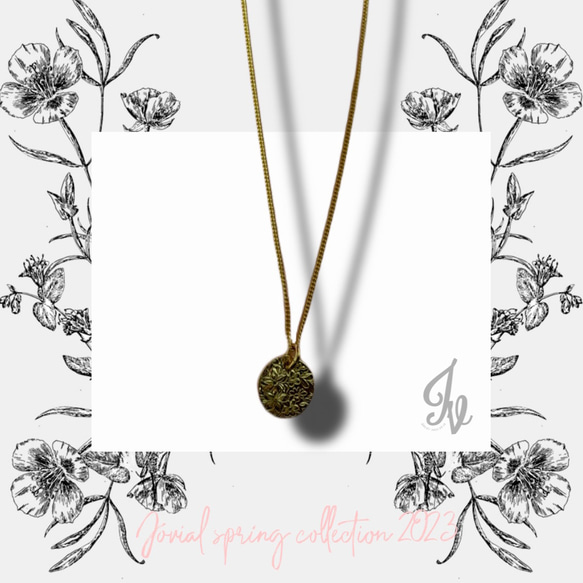 【原品限り】花モチーフ　真鍮　ネックレス　（40cm/45cm） 5枚目の画像