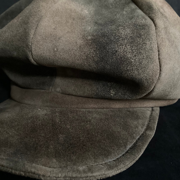 【triangles hat 】Burned old  leather casquette 2枚目の画像