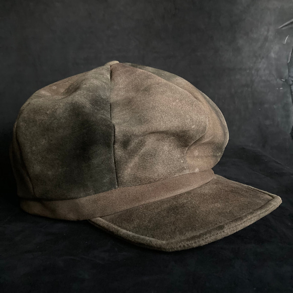 【triangles hat 】Burned old  leather casquette 4枚目の画像