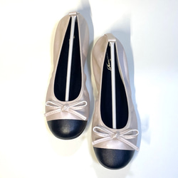 便攜式雙色合成革芭蕾舞鞋（香檳金x黑色）適合22.0cm至25.5cm，附收納袋 第2張的照片