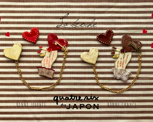 ハートLOVERのチェーンピンバッジSET♥ ブローチ quatresix 通販 ハートLOVERのチェーンピンバッジSET♥ ブローチ quatresix 通販