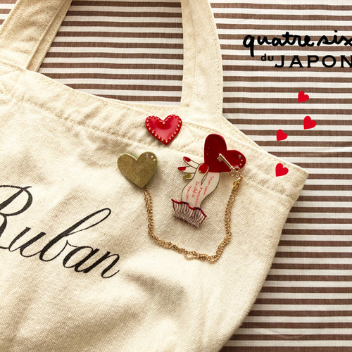 ハートLOVERのチェーンピンバッジSET♥ ブローチ quatresix 通販 ハートLOVERのチェーンピンバッジSET♥ ブローチ quatresix 通販