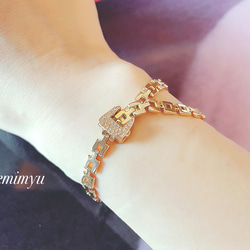 Gold Design Chain Zirconia Bracelet 4枚目の画像