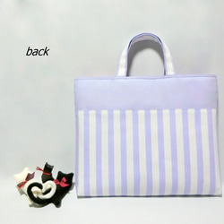 ストライプ　リボン《 パープル》　レッスンバック 2枚目の画像