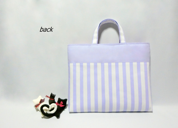 ストライプ　リボン《 パープル》　レッスンバック 2枚目の画像