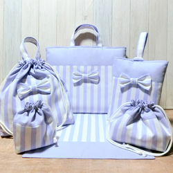 ストライプ　リボン《 パープル》　レッスンバック 6枚目の画像