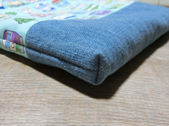 電車いっぱい《ミント》　給食袋 3枚目の画像