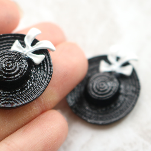 6個】リボンつき 帽子 ハット チャーム パーツ デコパーツ 素材 材料 