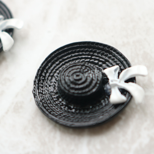 6個】リボンつき 帽子 ハット チャーム パーツ デコパーツ 素材 材料 