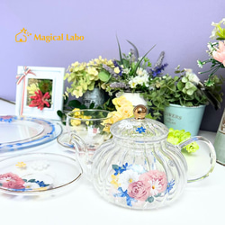 ガーリーパールフラワーのティーセット☆耐熱＊4点セット ティーカップ