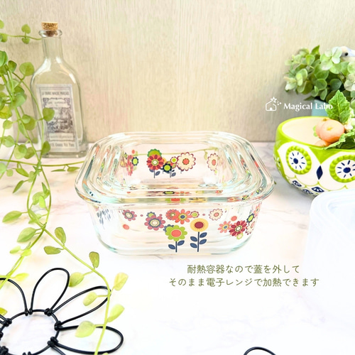 昭和レトロな保存容器大中小3点セット☆耐熱ガラス 保存容器 