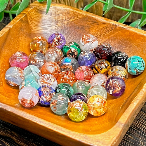 単品] 32種 天然石 オルゴナイト ビーズ 粒売り 12㎜玉 ハンドメイド