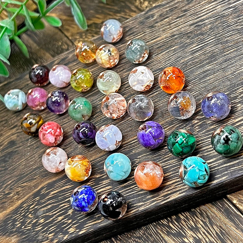 単品] 32種 天然石 オルゴナイト ビーズ 粒売り 12㎜玉 ハンドメイド