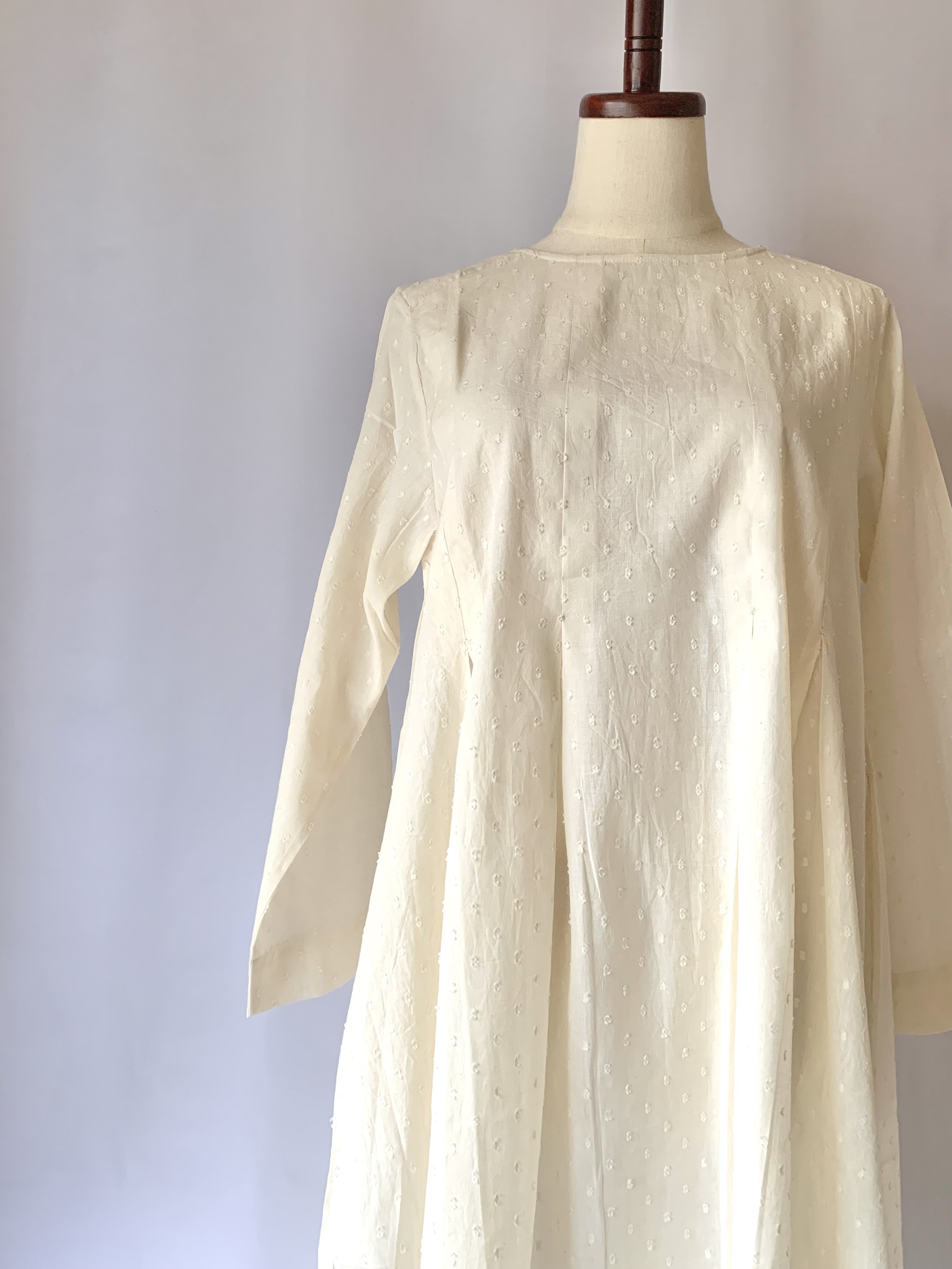 【50%Off】インド綿 タックワンピース ドット
