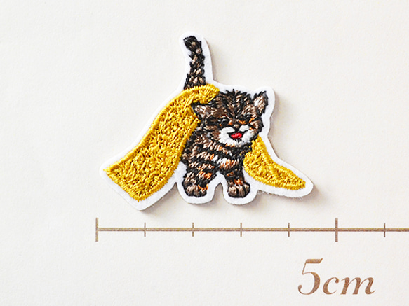 かわいい刺繍ワッペン おさんぽタオルとネコ シール付き アップリケ