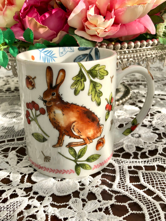 即納！うさぎ＆リスの森…マグカップ♥ポーセラーツ マグカップ