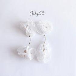 w097 night party ウェーブステック  シフォンフラワーブーケ　ホワイト　ウェディング　結婚式　成人式 6枚目の画像