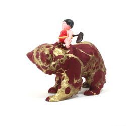 金太郎と木彫りの茶金熊　和紙貼りリメイク　 5枚目の画像