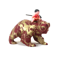 金太郎と木彫りの茶金熊　和紙貼りリメイク　 6枚目の画像