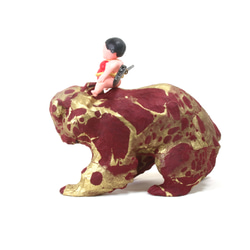 金太郎と木彫りの茶金熊　和紙貼りリメイク　 13枚目の画像