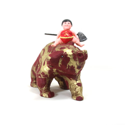 金太郎と木彫りの茶金熊　和紙貼りリメイク　 1枚目の画像