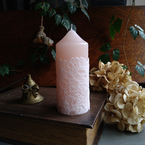 アンティーク ✴︎ レース キャンドル アンティークレースキャンドル♡ カメオをアレンジした ライオン