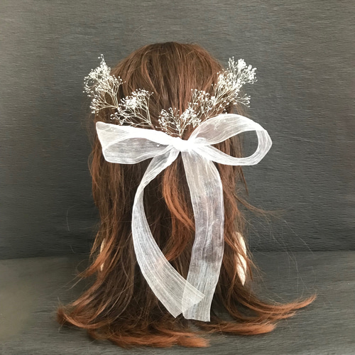 プリザーブドフラワー かすみ草 卒業式 結婚式 成人式 袴 振袖 髪飾り