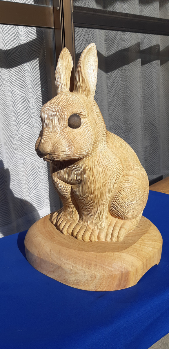 楽天市場】木彫りのウサギS カップル 【 グッズ 木彫り うさぎ