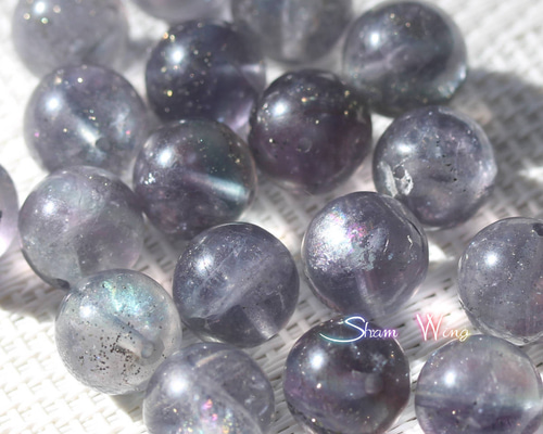 天然石✿希少 虹入り大粒パイライトインフローライト ラウンド約 天然石✿希少 虹入り大粒パイライトインフローライト ラウンド約
