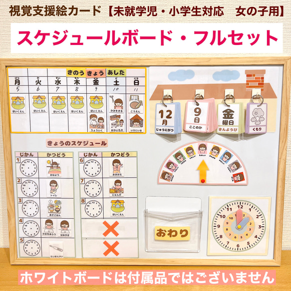 【絵カード380枚】スケジュール＆絵カードセット 視覚支援 療育教材 発達支援 スケジュールフルセット 女の子用 視覚支援 絵カード その他入園グッズ