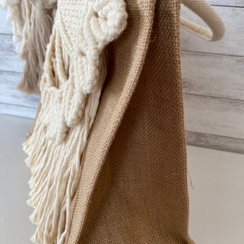 マクラメジュートバッグ♡生成M エコバッグ・サブバッグ yuriyaman  