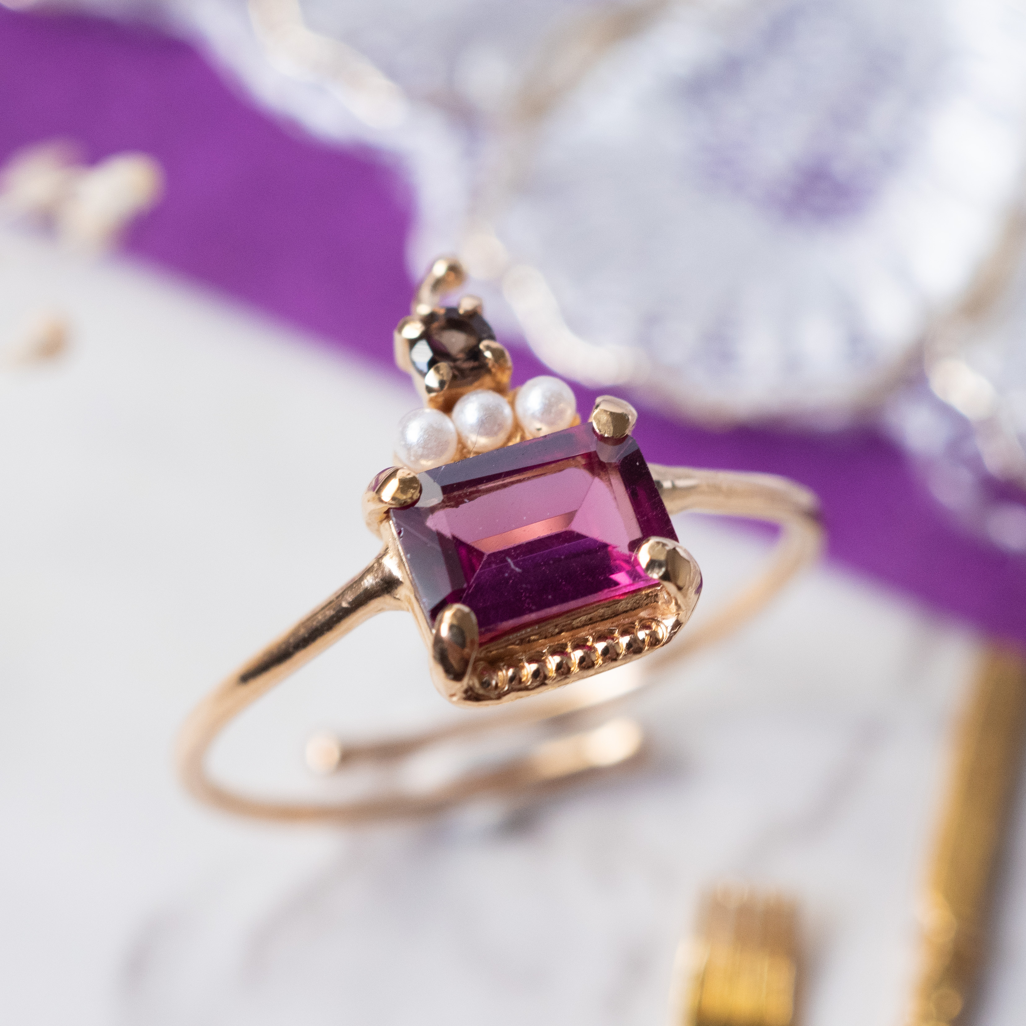 【受注】ガーネットとクォーツのチェリームースリング SV925