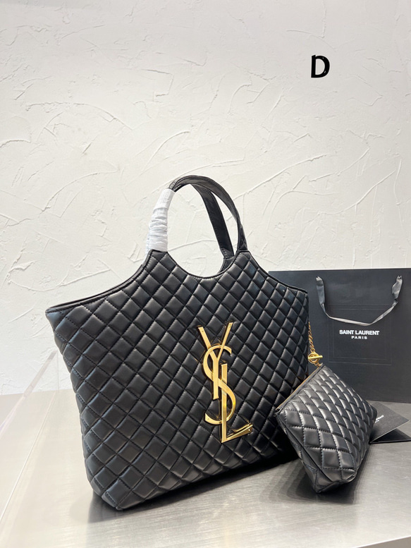 YSL イヴ・サンローラン トートバッグ 黒 レザー - トートバッグ