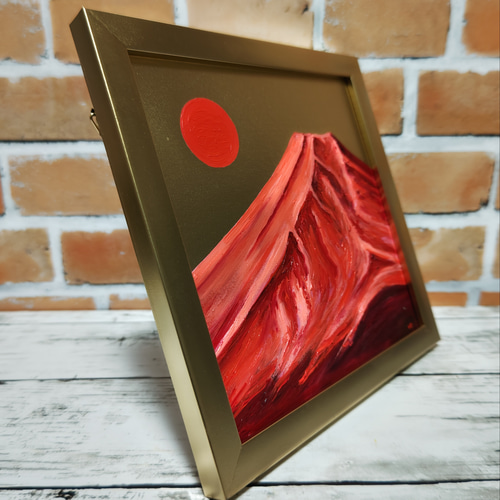 太陽  油絵   【送料無料】 ゴールド太陽☆油絵モダン抽象画 壁掛けウォールアート 57x115㎝