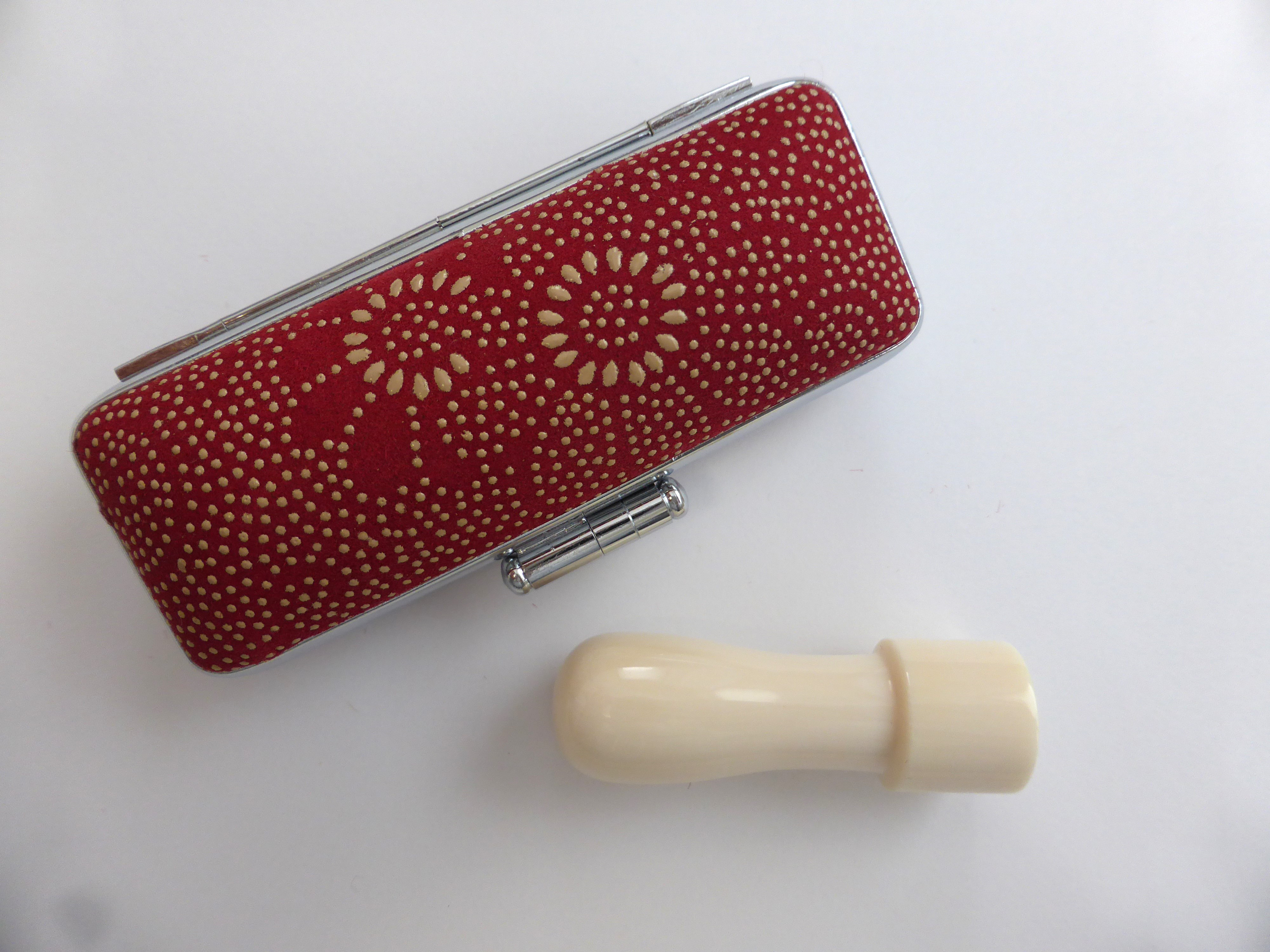 本象牙◇キュートな天丸印材◇ φ15.13×45.83㎜ 赤印伝ケース付 お子様の実印や銀行印に！