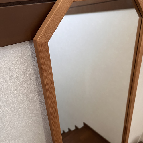 日本製】全身鏡 八角縦長ミラー アンティーク調ミラー ドレッサー