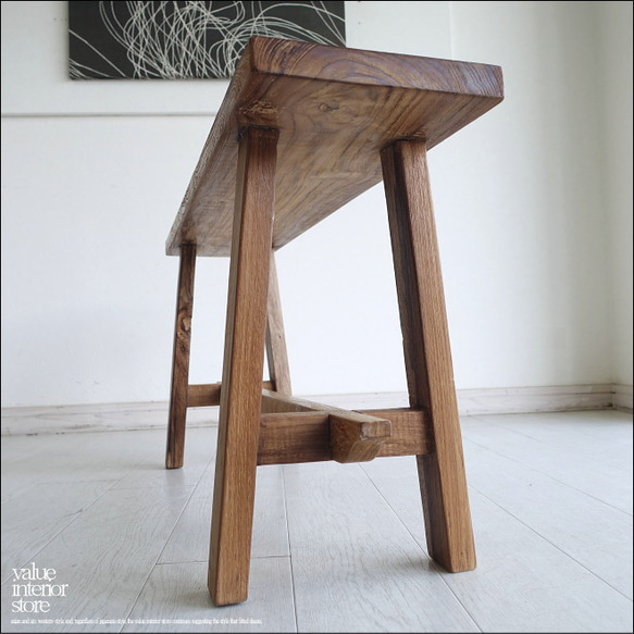 オールドチーク無垢材ベンチ UF14 長椅子 古材家具 一枚板 総無垢 ナチュラル 椅子 イス チェア シンプル 8枚目の画像